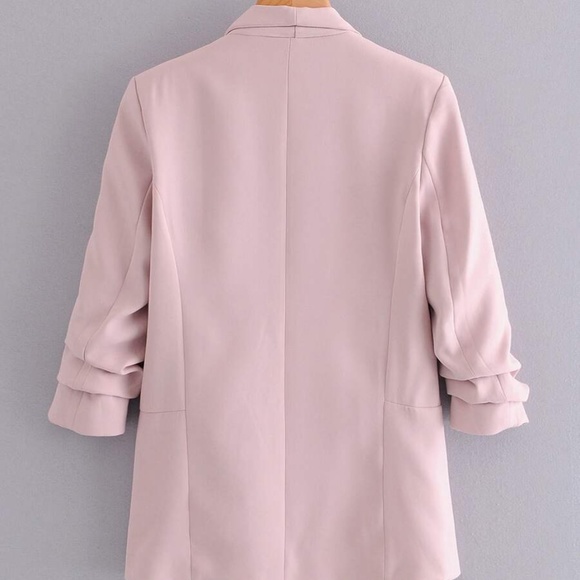 Boho Pink Blush Open Front Classic Work Blazer - Picture 6 of 6